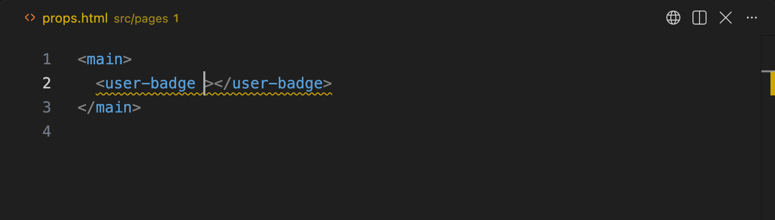 The suggest widget listing data-bascik-prop-status and data-bascik-prop-tone after typing data-bascik-prop inside a user-badge tag